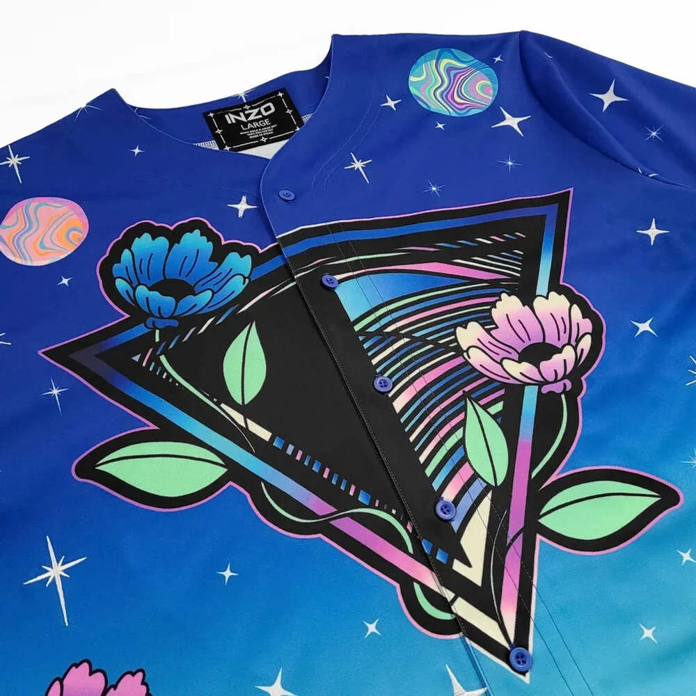 Inzo Galactic Garden Baseball Jersey EDM rave Size Small S